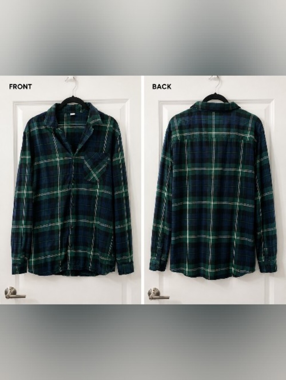GAP Men's Green and Navy Plaid Button-Down Shirt Long Sleeve Size Large Tall